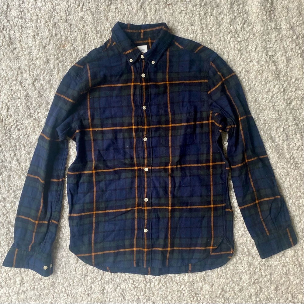 NWT H&M Navy Mustard Cotton Flannel - S